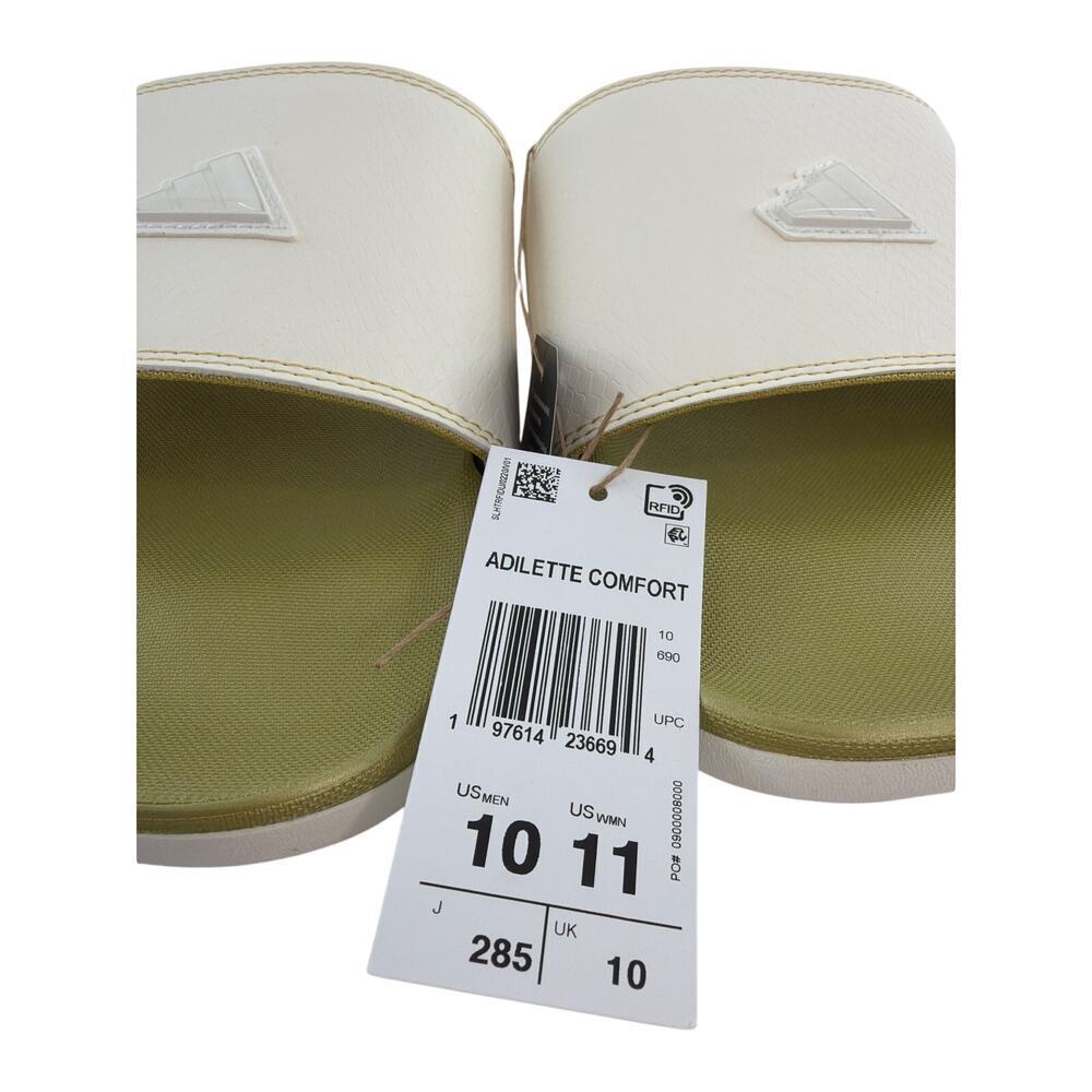 Adidas Unisex White Gold Metallic Adilette Comfort Slide Sandals Size M10 W11 - Picture 7 of 11